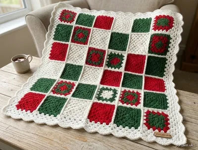 Stitch chart guide image for Cozy Christmas Granny Square Blanket