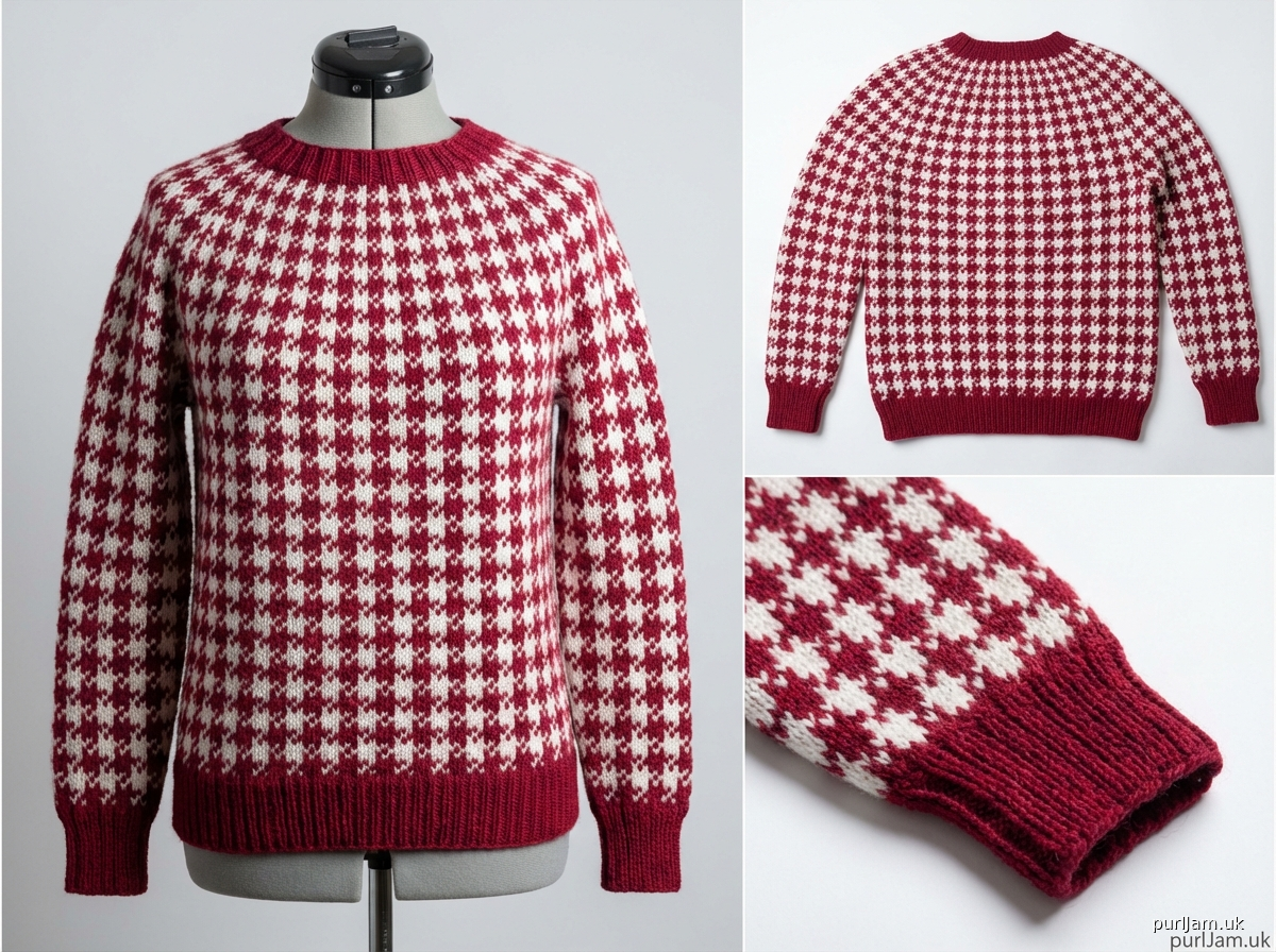 Bold Houndstooth Raglan Pullover