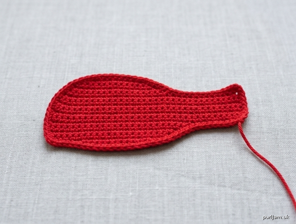 Red Curved Wave Strip Applique