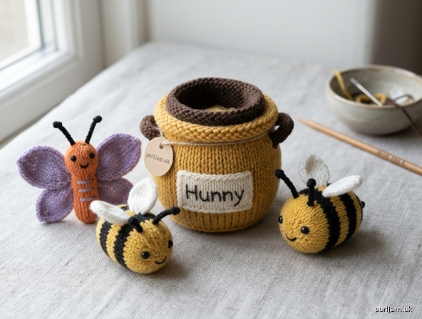 Busy Bees Butterfly Hunny Pot Knitted Amigurumi Set