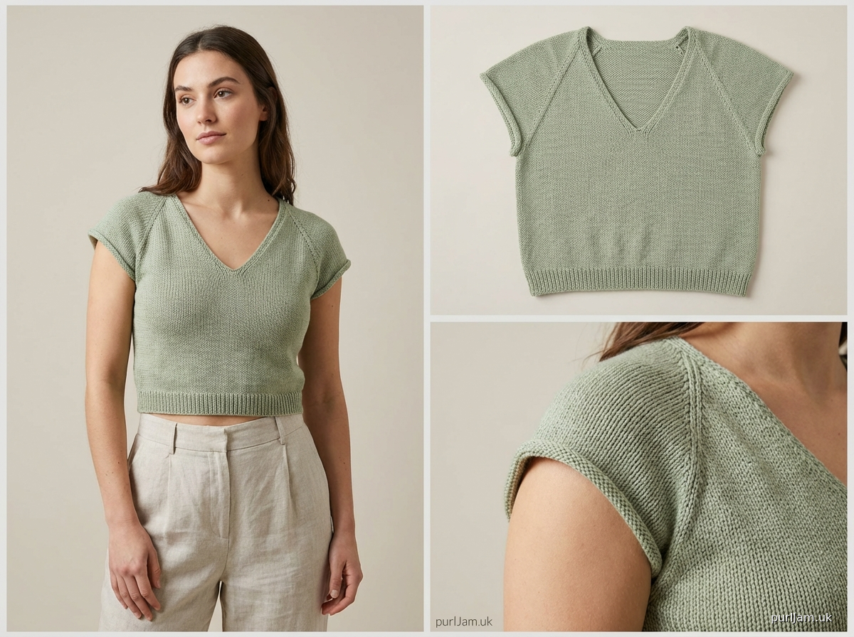 Fitted V Neck Crop Top With Cap Sleeves