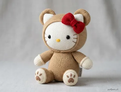 Stitch chart guide image for Hello Kitty in a Bear Costume — Knitted Amigurumi