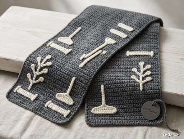 Simple Single Crochet Scarf With Applique Motifs