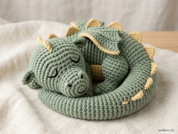 Sleepy Curled Dragon Crochet Amigurumi Pattern
