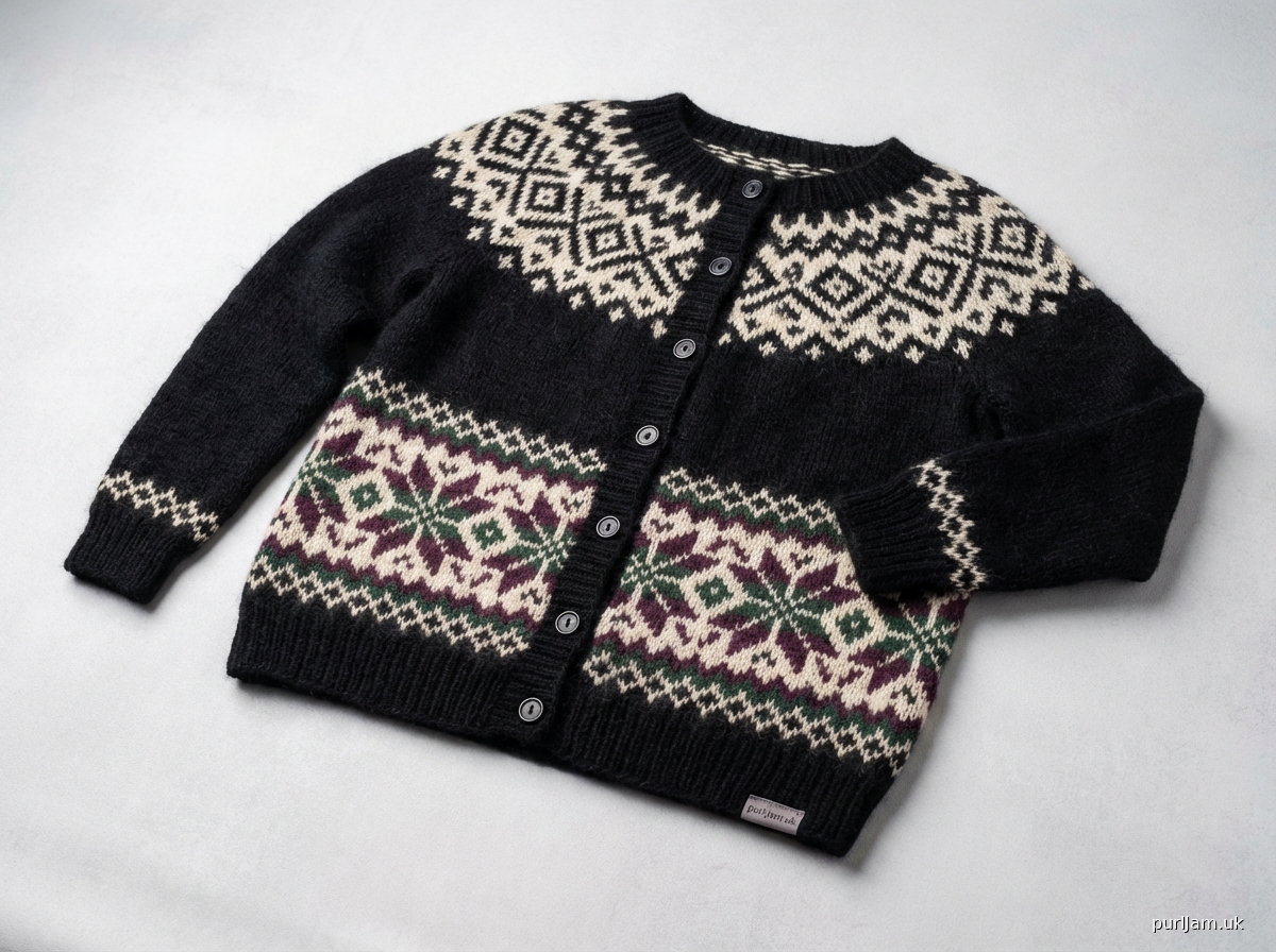 Black Mohair Dream Fair Isle Cardigan
