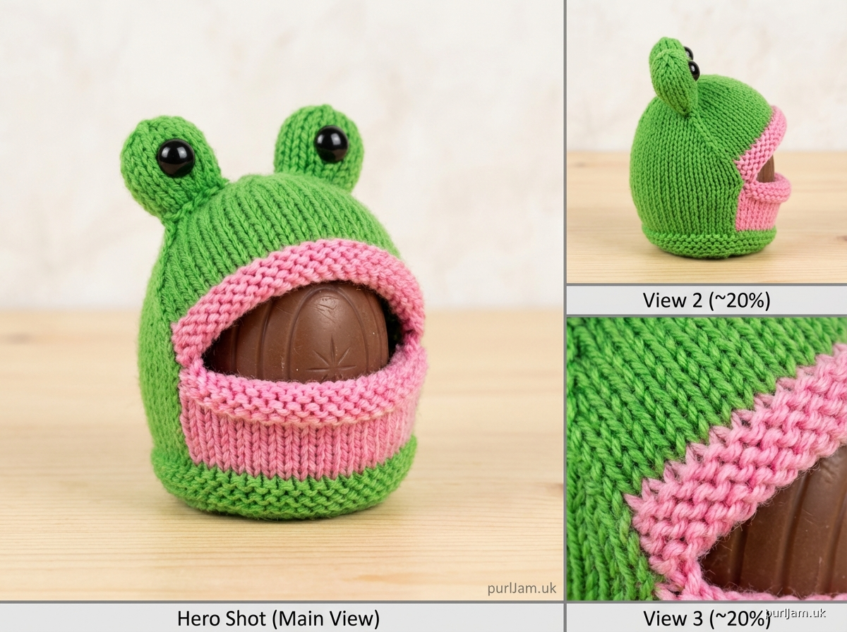 Open Mouth Frog Cream Egg Cozy