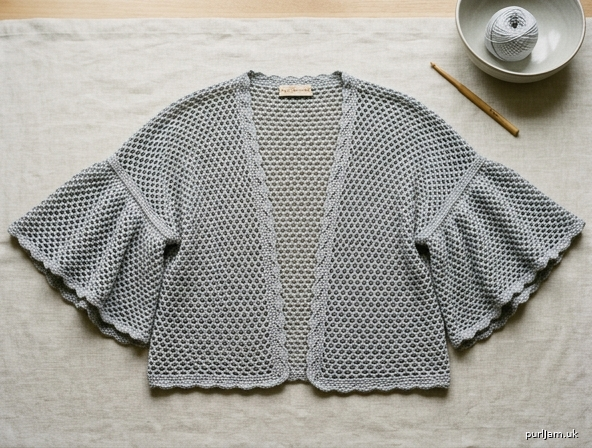 Boho Mesh Crop Cardigan With Flutter Sleeves Zinc Breeze