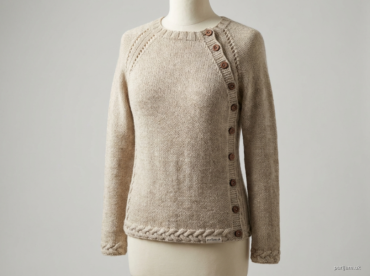 Diagonal Button Raglan Cardigan