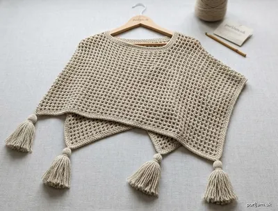 Stitch chart guide image for Asymmetrical Mesh Poncho with Tassels