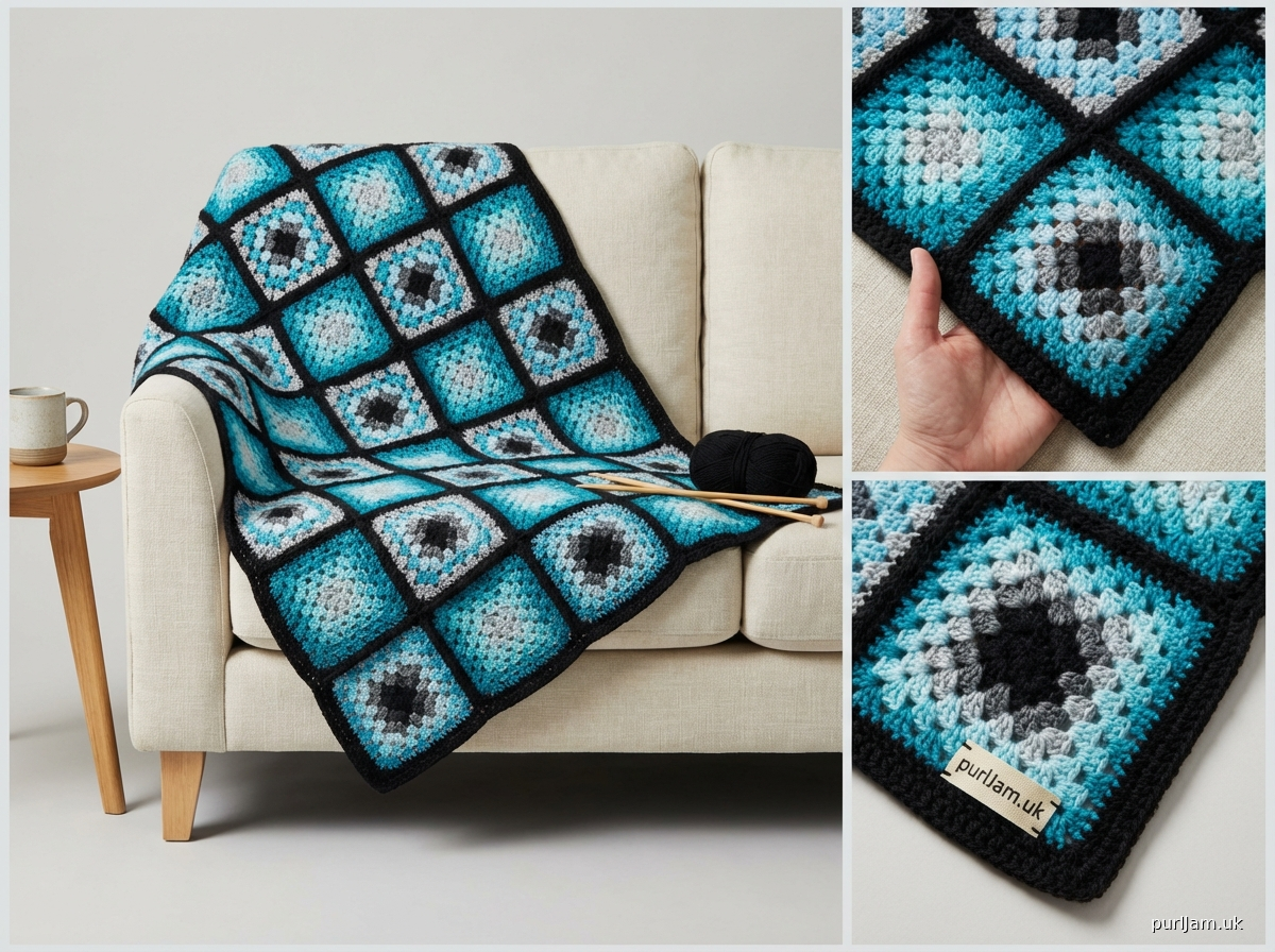 Ombre Ocean Granny Square Blanket