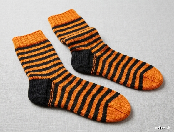 Beginner Black Orange Cuff Down Socks