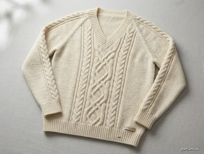 Stitch chart guide image for Aran V-Neck Raglan Cable Pullover