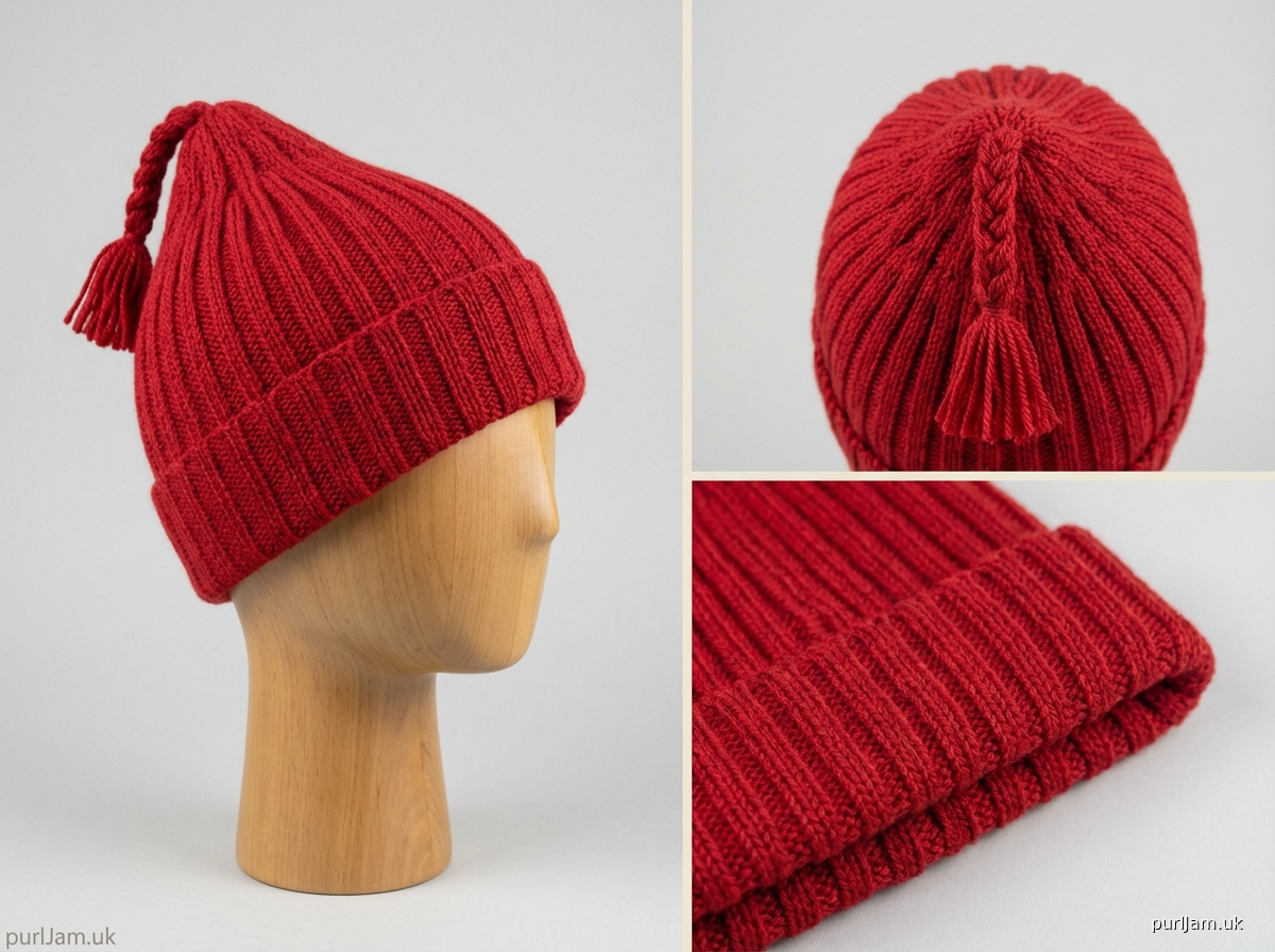 Pointed Ribbed Beanie With Tassel