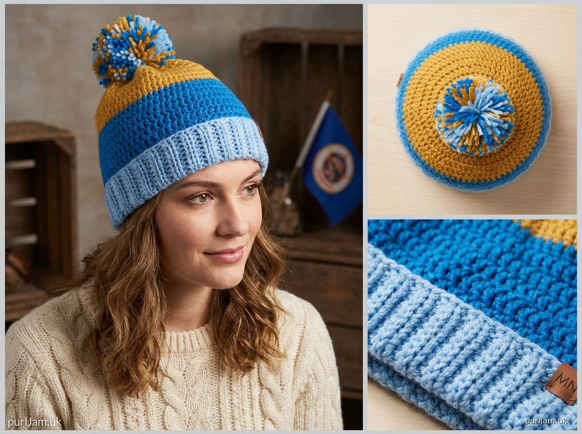 Minnesota State Flag Beanie With Pompom