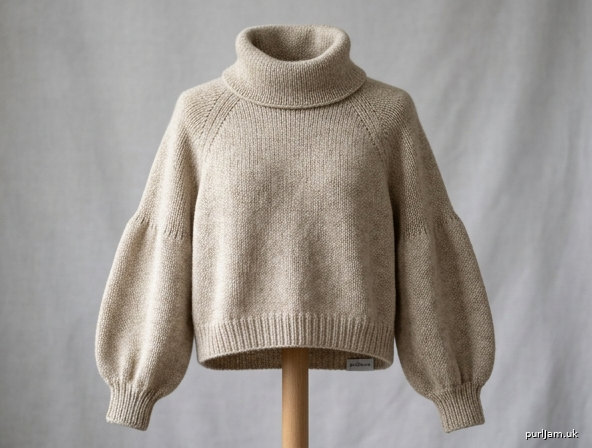 Balloon Sleeve Roll Neck Crop Sweater