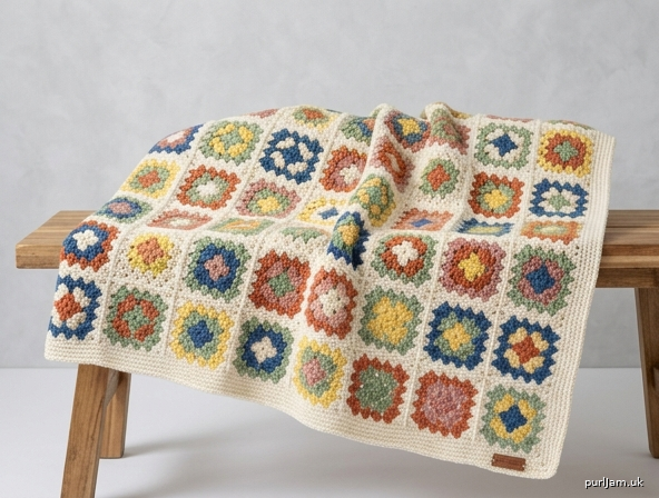 Classic Granny Square Throw Blanket
