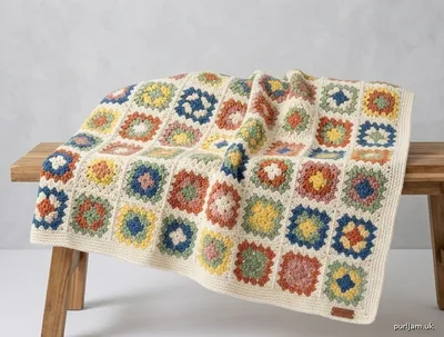 Stitch chart guide image for Classic Granny Square Throw Blanket