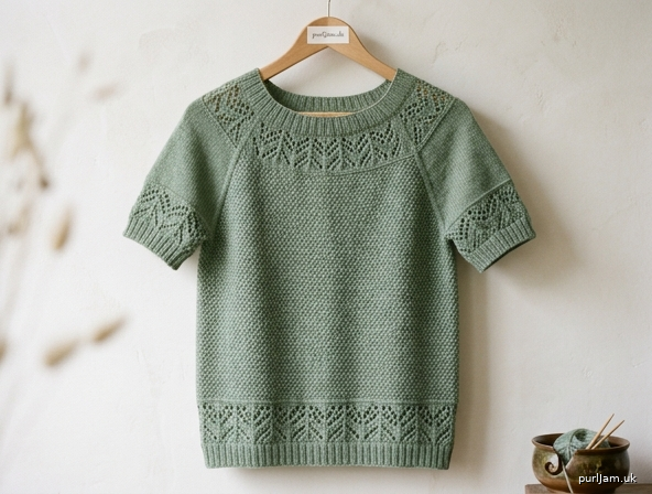 Generated preview image for Lace-Bordered Short-Sleeved Raglan Top