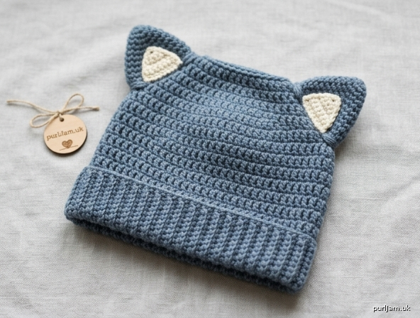 Squared Off Cat Ear Baby Beanie