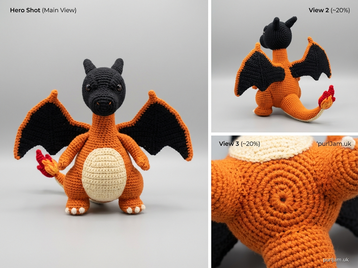 Custom Dark Charizard Crochet Plush