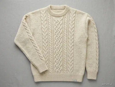 Stitch chart guide image for ARAN JUMPER — Men's Set-In Sleeve Pullover with Triple Cable Front & Cabled Sleeves