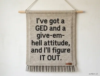 Stitch chart guide image for Give-Em-Hell Attitude Wall Hanging
