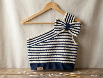 Stitch chart guide image for Nautical Knot — One-Shoulder Striped Crop Top