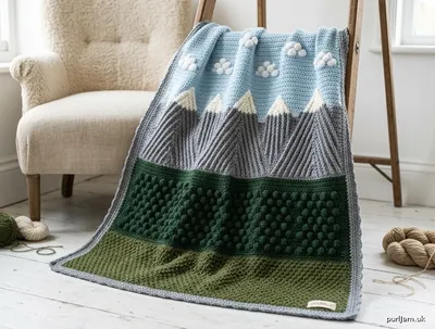Stitch chart guide image for Forest Mountain Scene Blanket