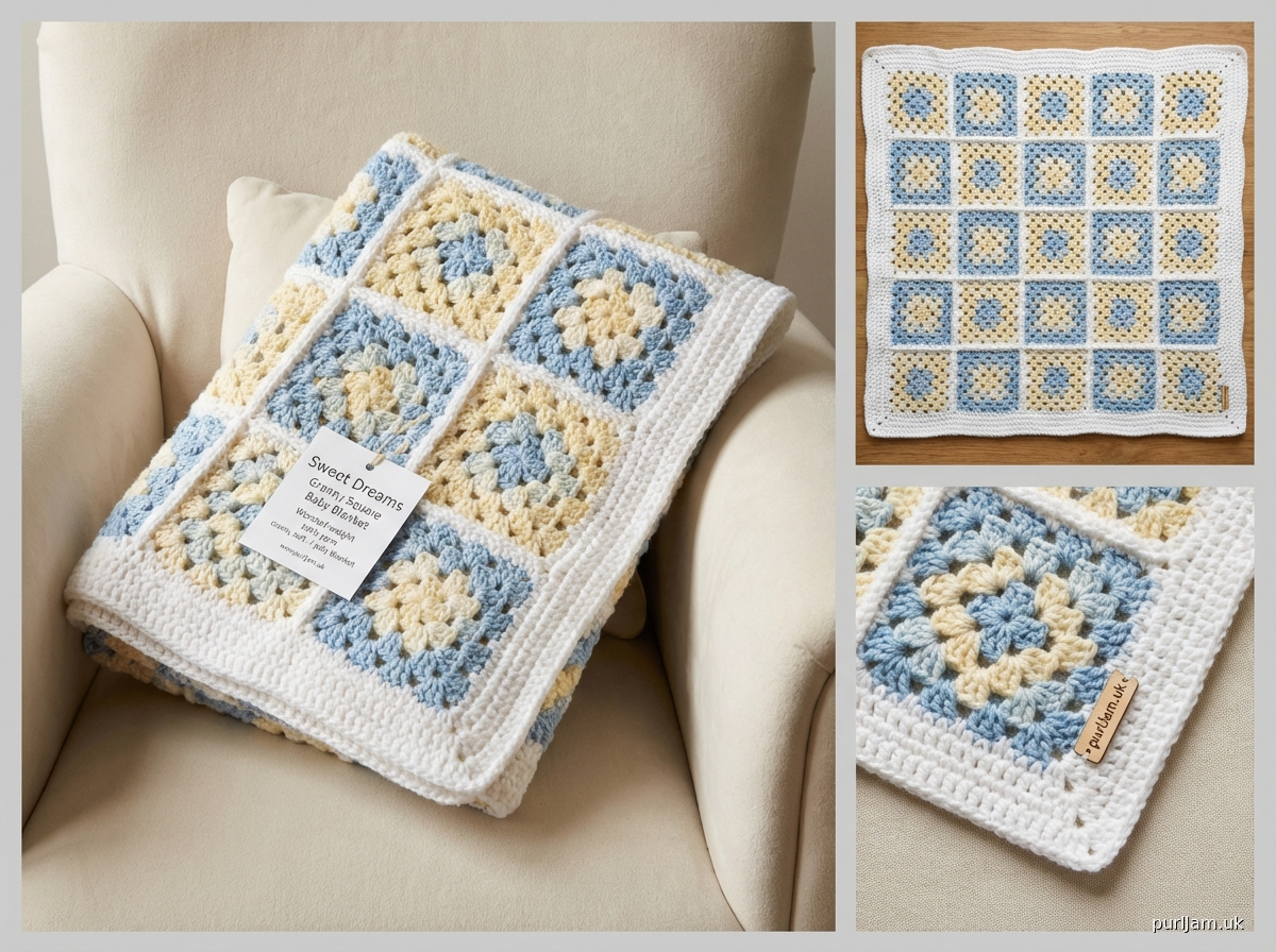 Sweet Dreams Granny Square Baby Blanket