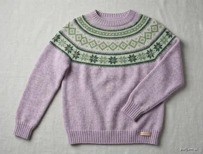 Stitch chart guide image for Lilac & Green Fair Isle Raglan Jumper
