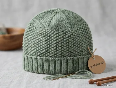 Stitch chart guide image for Seed Stitch Baby Hat with Ribbed Brim