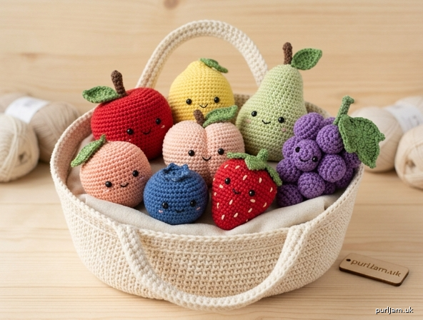 Baby Market Basket Crochet Fruit Friends