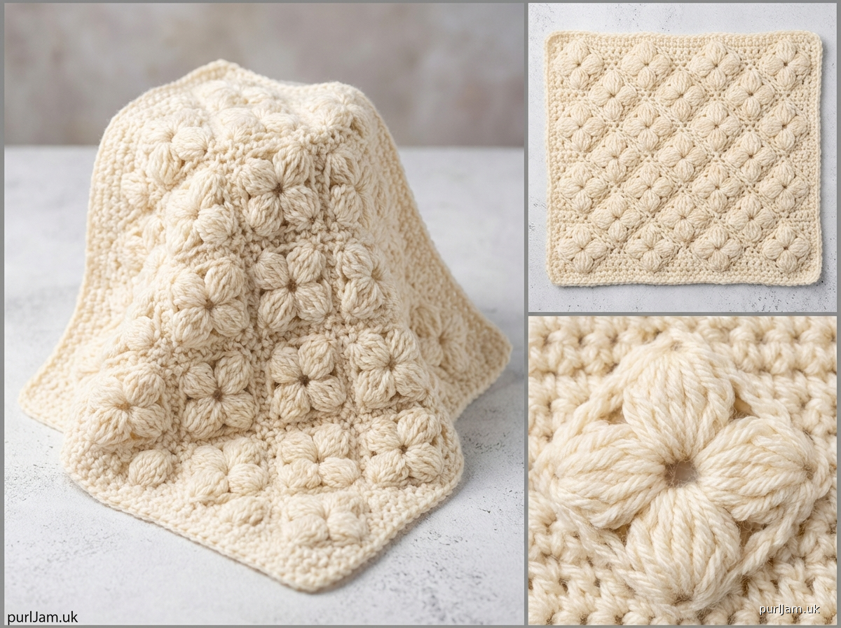 Diagonal Diamond Puff Stitch Pattern