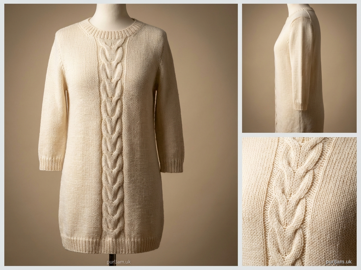 Cabled Tunic With Three Quarter Sleeves