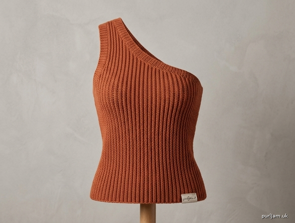 Terracotta One Shoulder Ribbed Tank Top