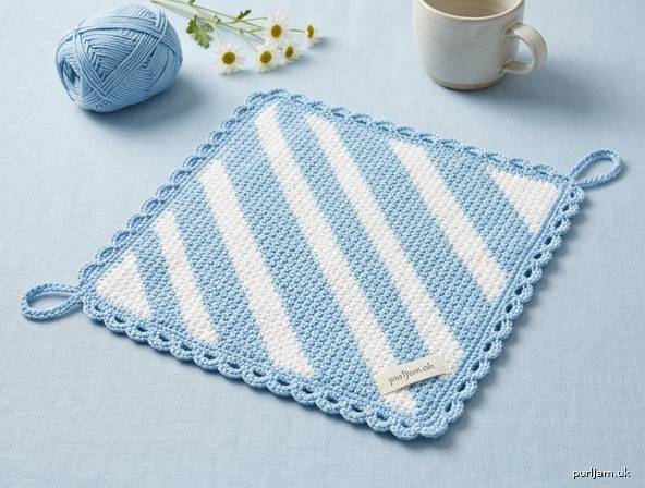 Diagonal Striped Cotton Dishcloth