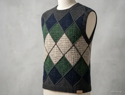 Stitch chart guide image for Men’s Diamond Granny Square Tank Top