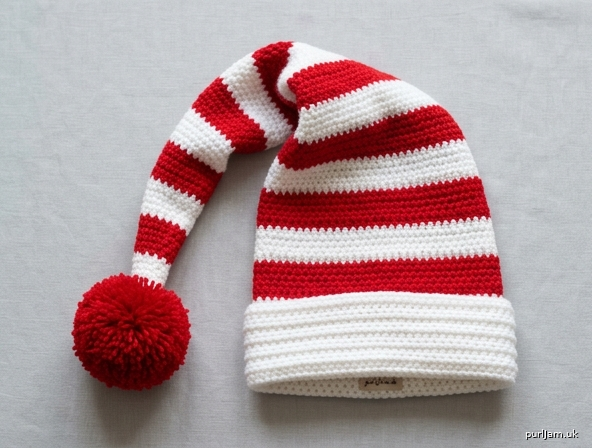 Long Floppy Striped Santa Hat