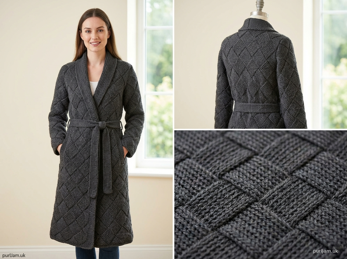 Tunisian Entrelac Trench Coat