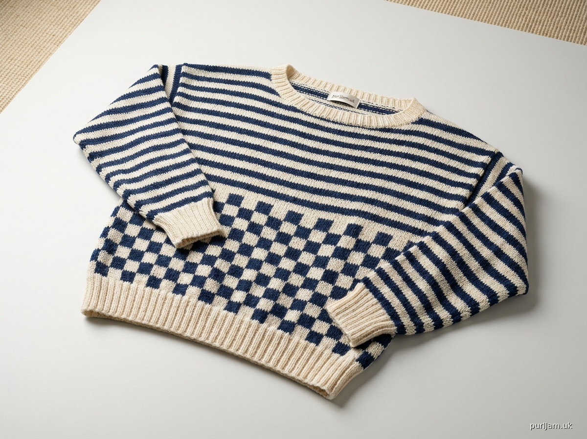 Checkers Stripes Drop Shoulder Pullover