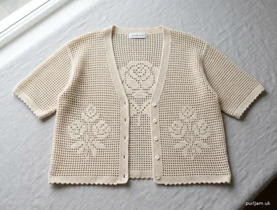 Stitch chart guide image for Filet Floral Cardigan