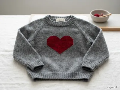 Stitch chart guide image for Love Heart Jumper — Top-Down Raglan Pullover for Child
