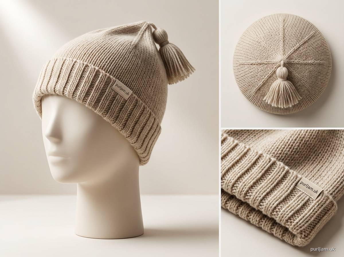 Pointed Ribbed Beanie With Tassel