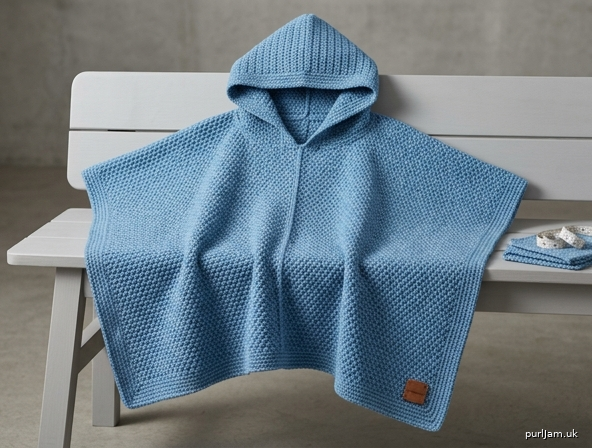Moss Stitch Towel Poncho With Crochet Hood