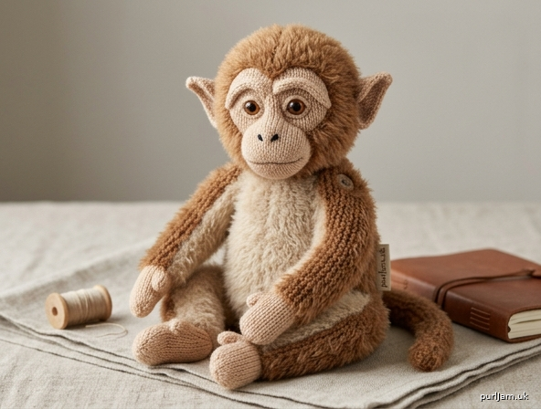 Baby Macaque Fully Jointed Knitted Monkey