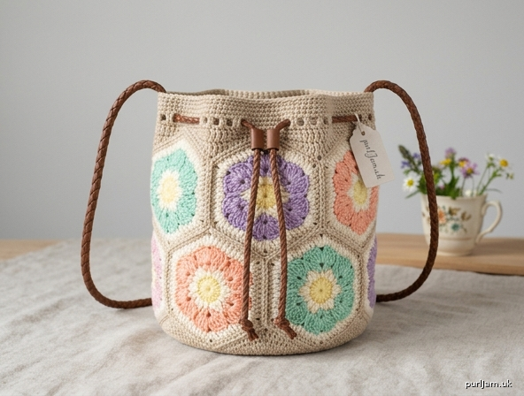 Hexagon Flower Bucket Bag