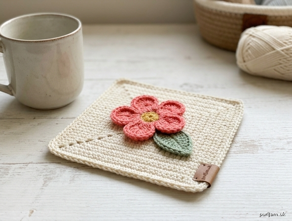 Cream Blossom Applique Coaster