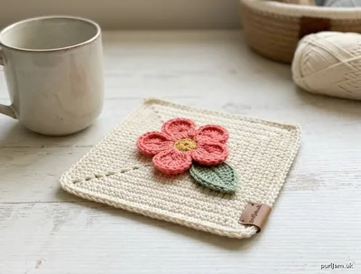 Stitch chart guide image for Cream Blossom Appliqué Coaster