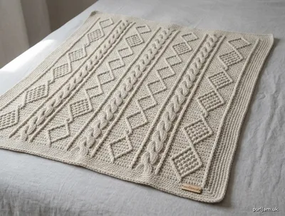 Stitch chart guide image for Raised Cable & Triple-Diamond Textured Blanket