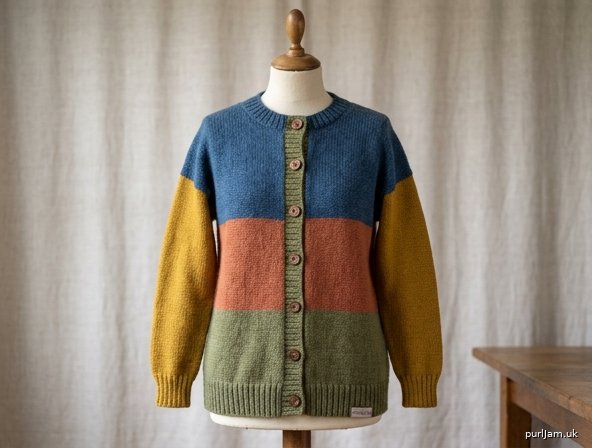 Patchwork Blocks Mid Length Dk Cardigan